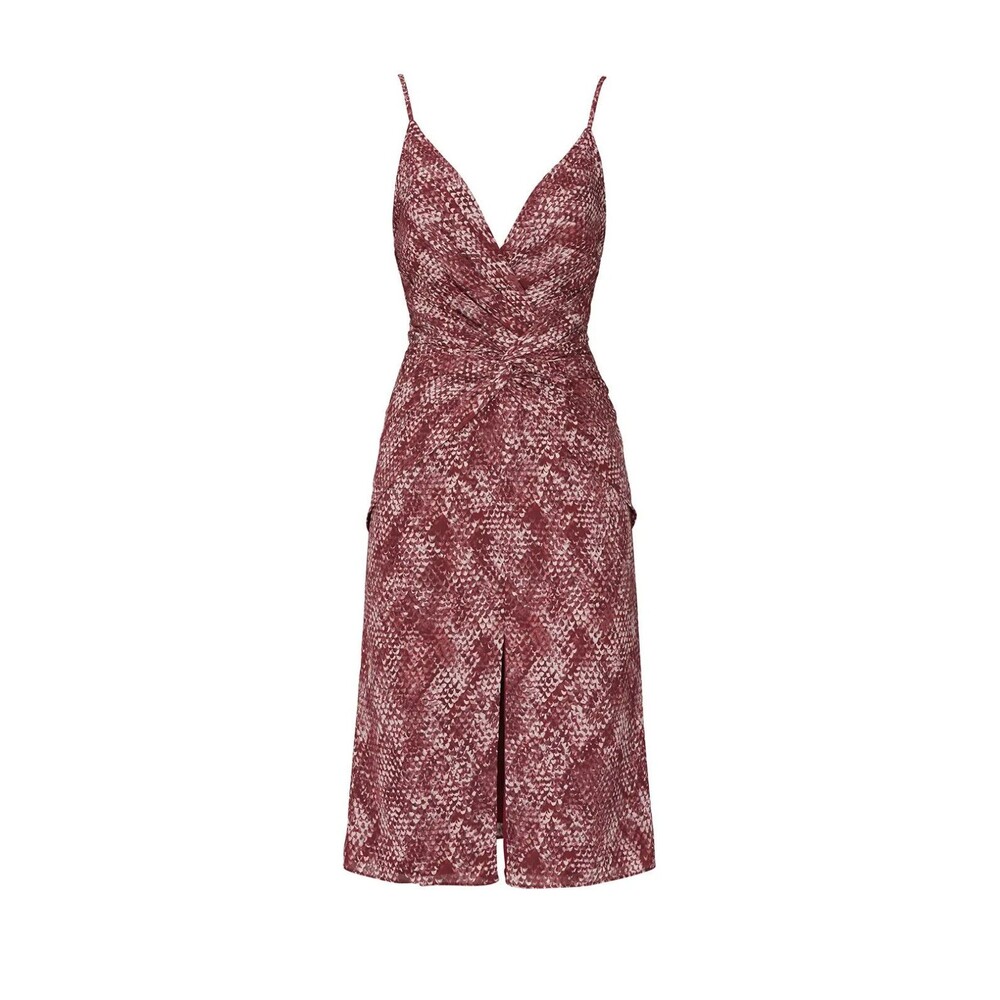 FAME AND PARTNERS Womens Dress Size 6 Maroon Sheath Snakeskin Knotted Slit BELLA